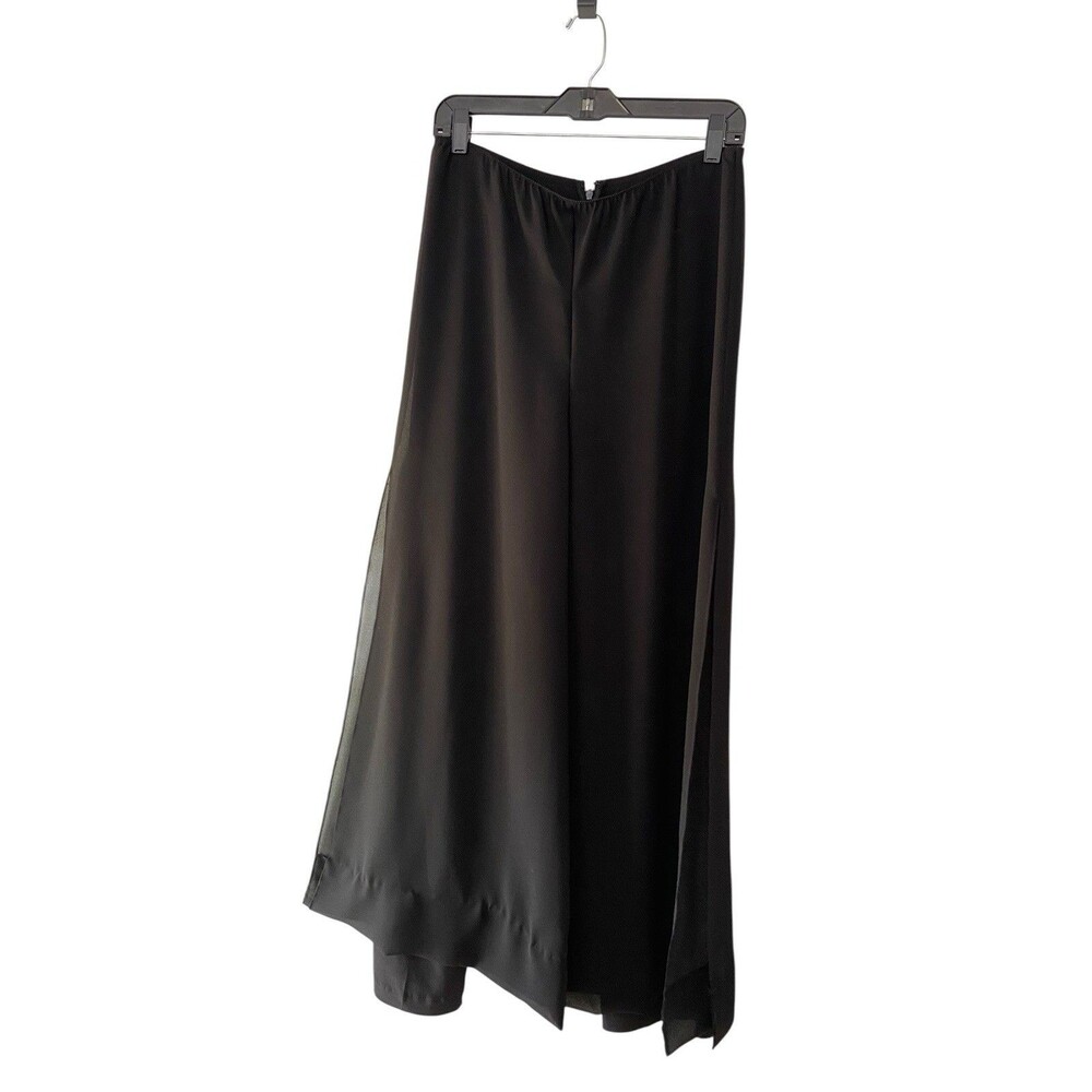 Vtg Alex Evenings Chiffon Palazzo Pants Size M Black Wide Split Leg Cocktail 90s